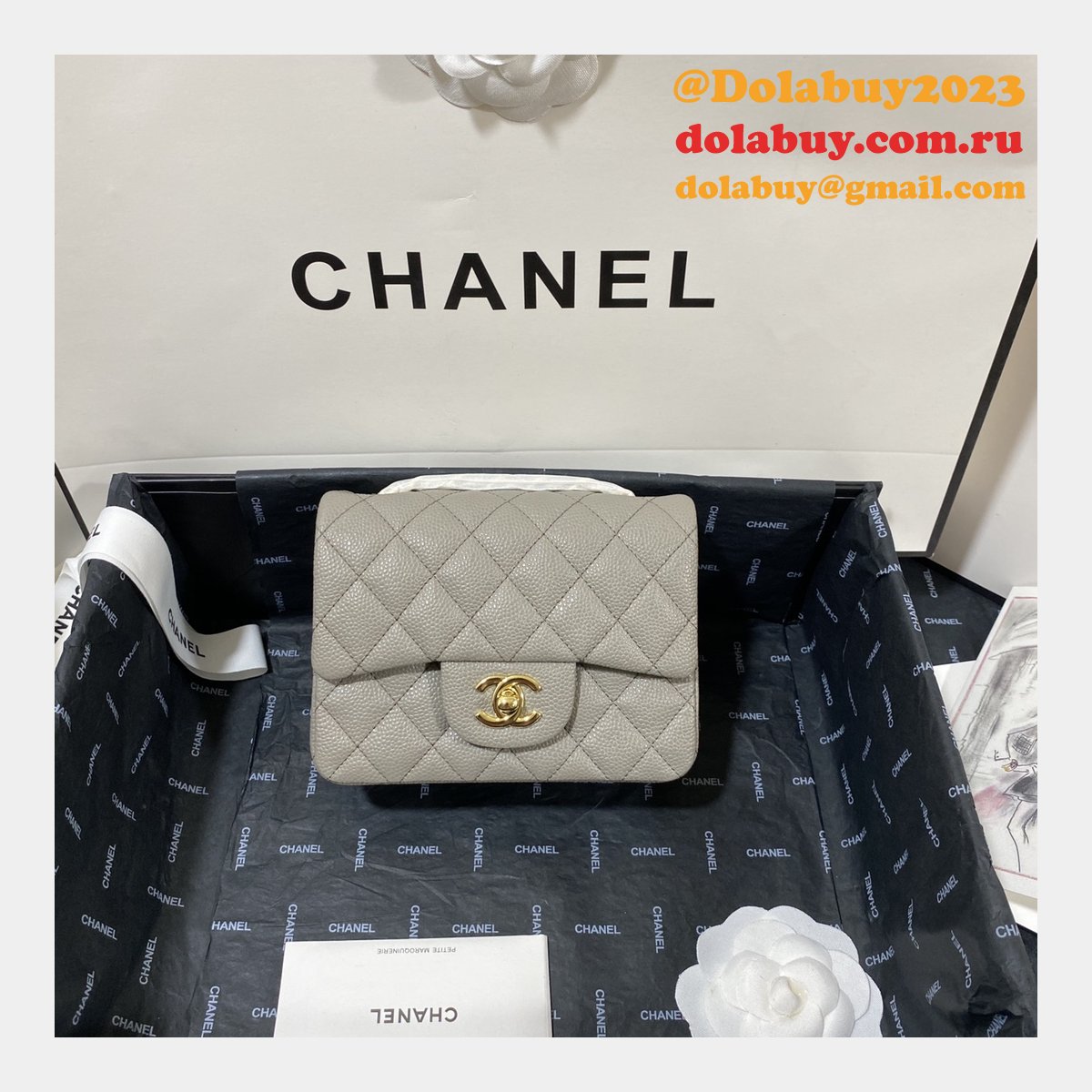 Perfect CC 17CM Classic Flap Caviar Leather Bag