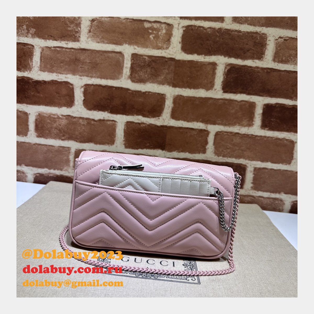 inspired gg marmont crossbody replica G*u*i pink 751526 bag