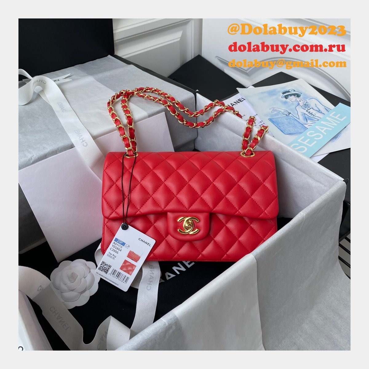 High Quality Replica Lambskin Classic Flap CF 23cm Bag