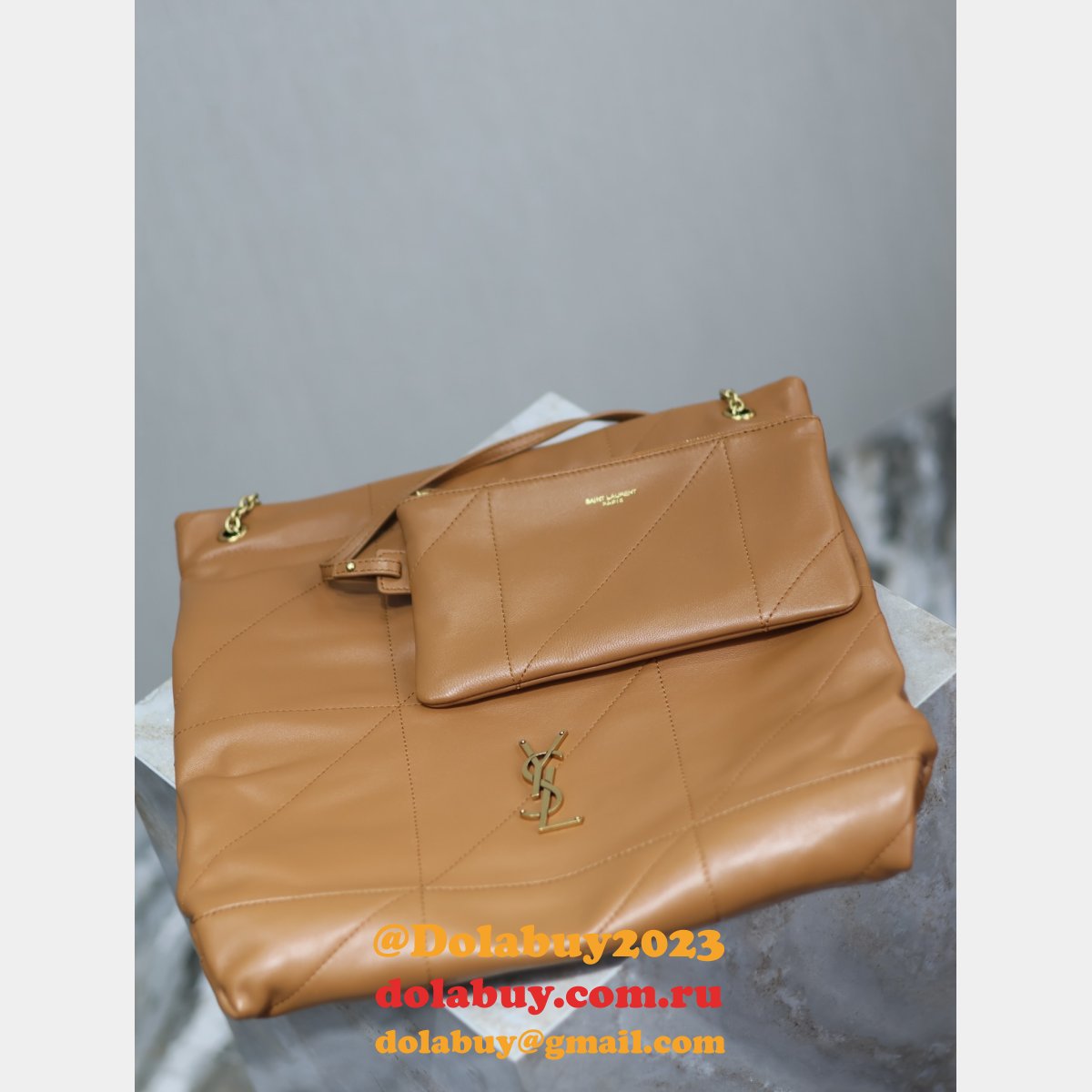 Luxury SAINT LAURENT POCHON lambskin handbag 781666