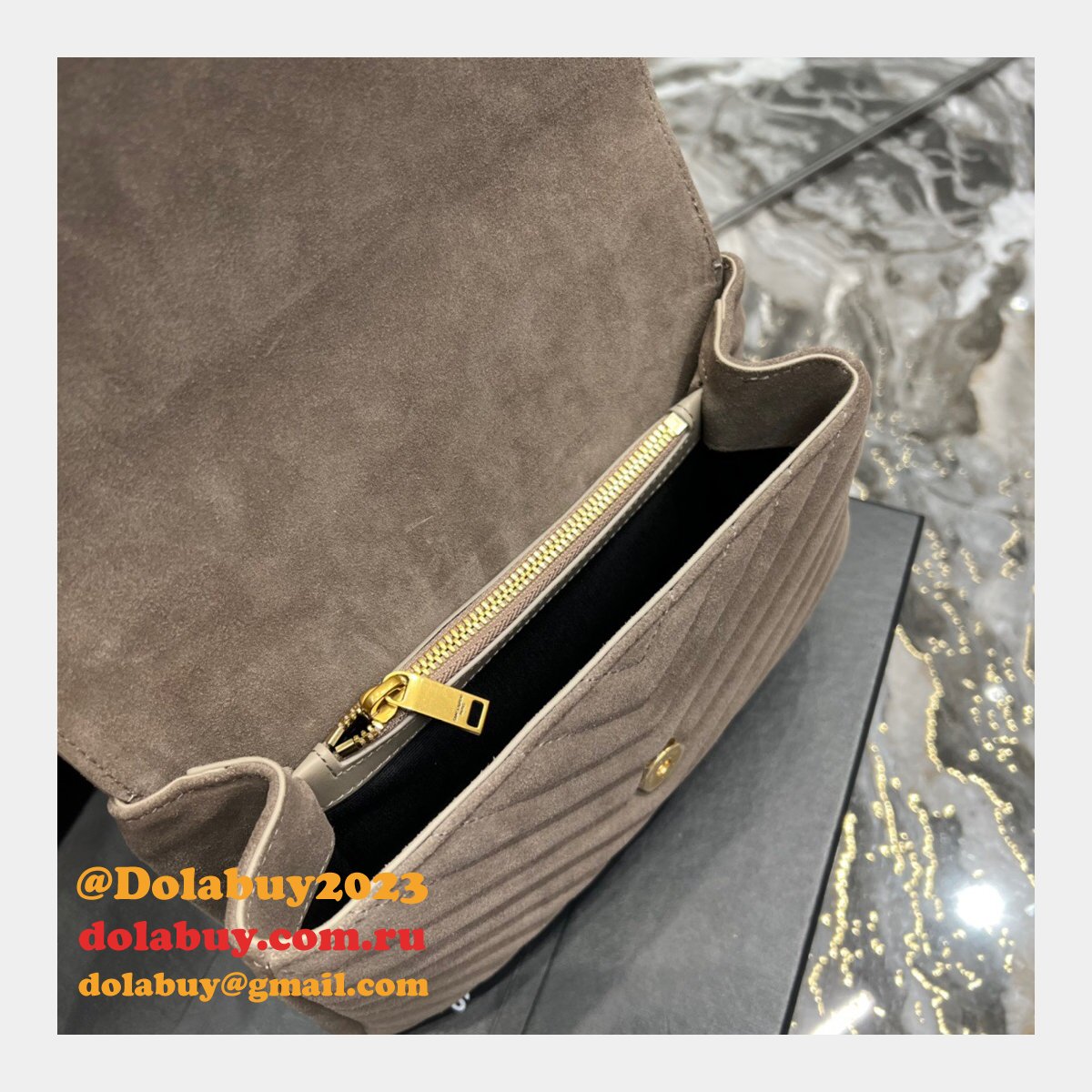 Replica Yves Saint Laurent 392737 AAA Chain Light Suede China Bag