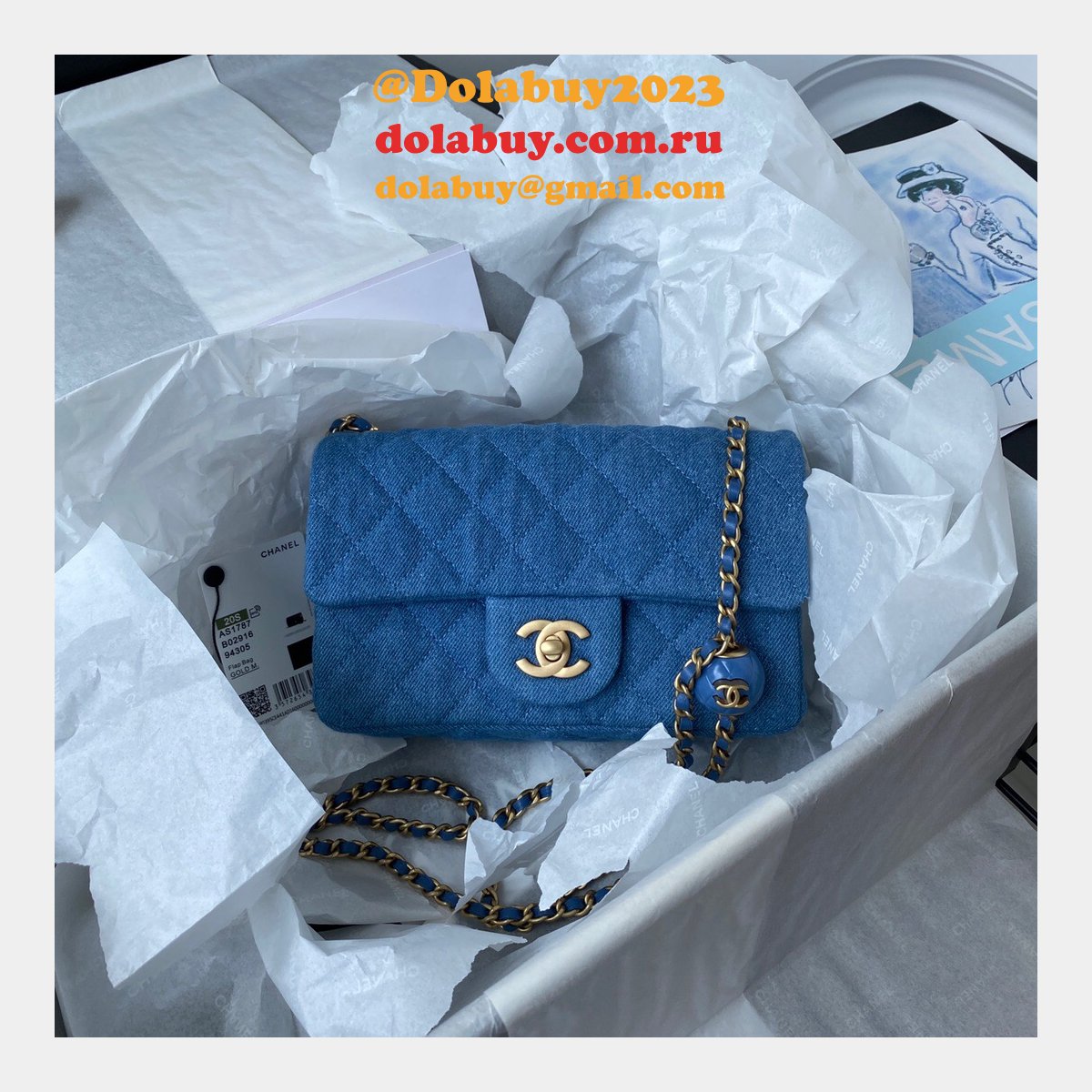 Designer Replica 20/17CM AS1787 Blue Bags Shop Replicas Store