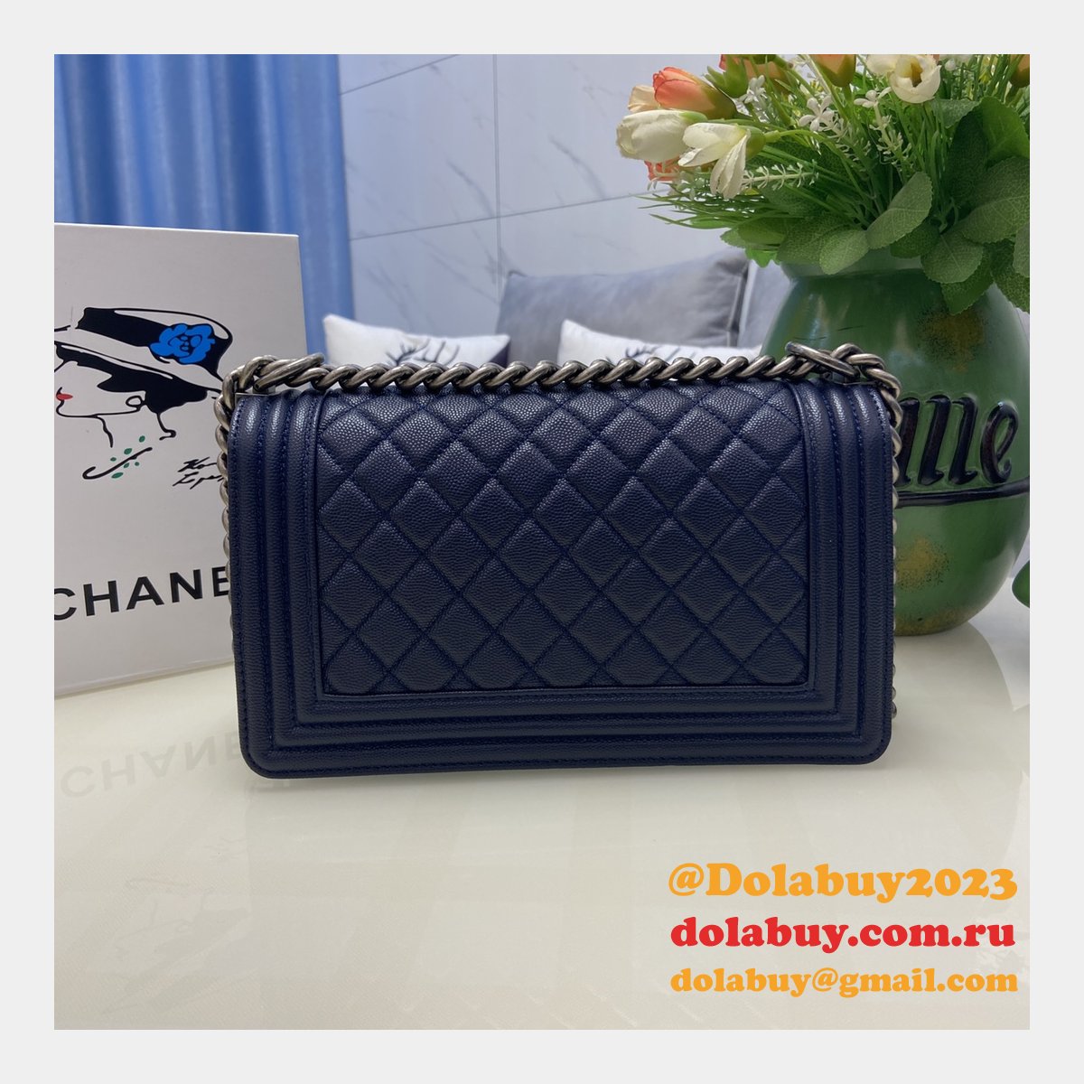 Replica CC Le Boy Flap Bag caviar leather 25CM