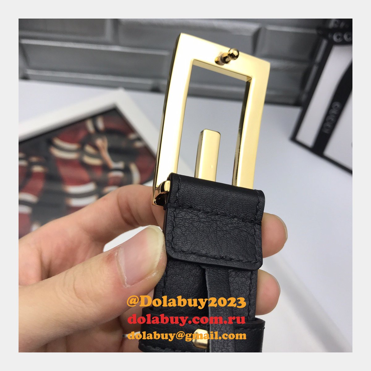 luxury G*u*i 35mm buckle black leather belt replica