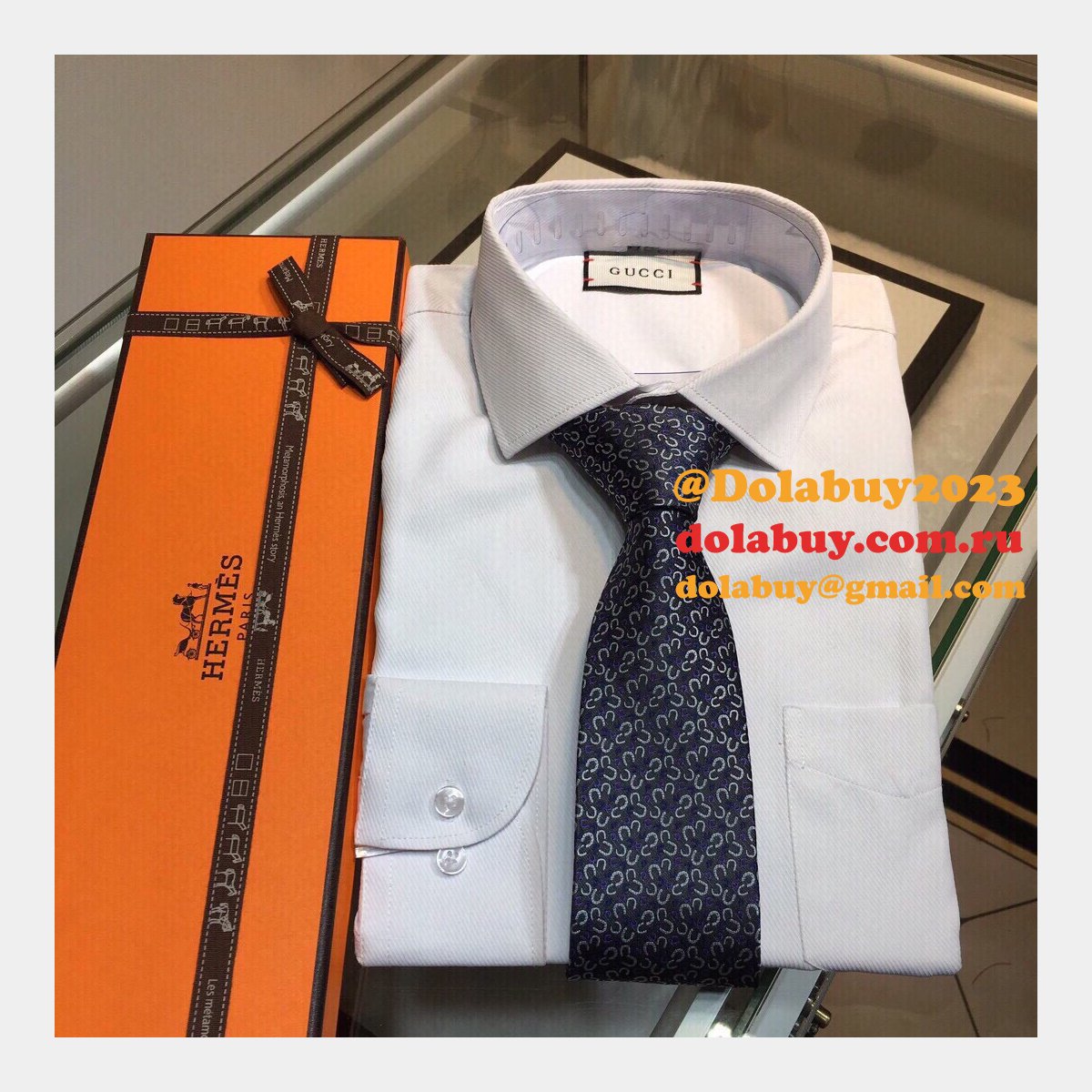 Hermes Replica Mens Silk Tie Geometric Pattern