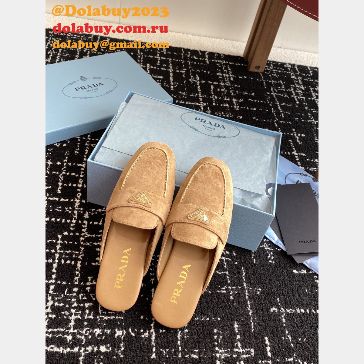 2025 Top Quality Prada Suede Slippers