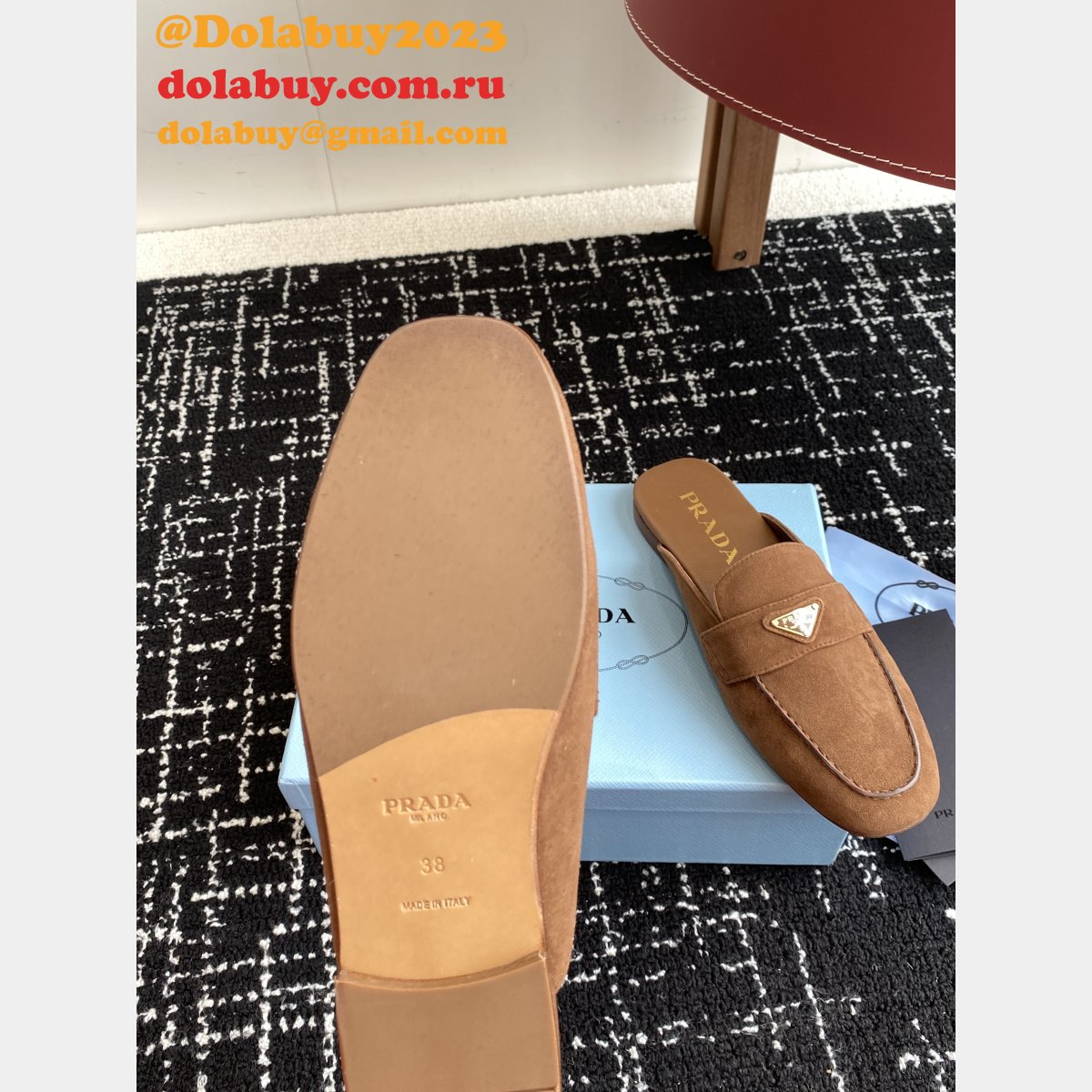 2025 Top Quality Prada Suede Slippers