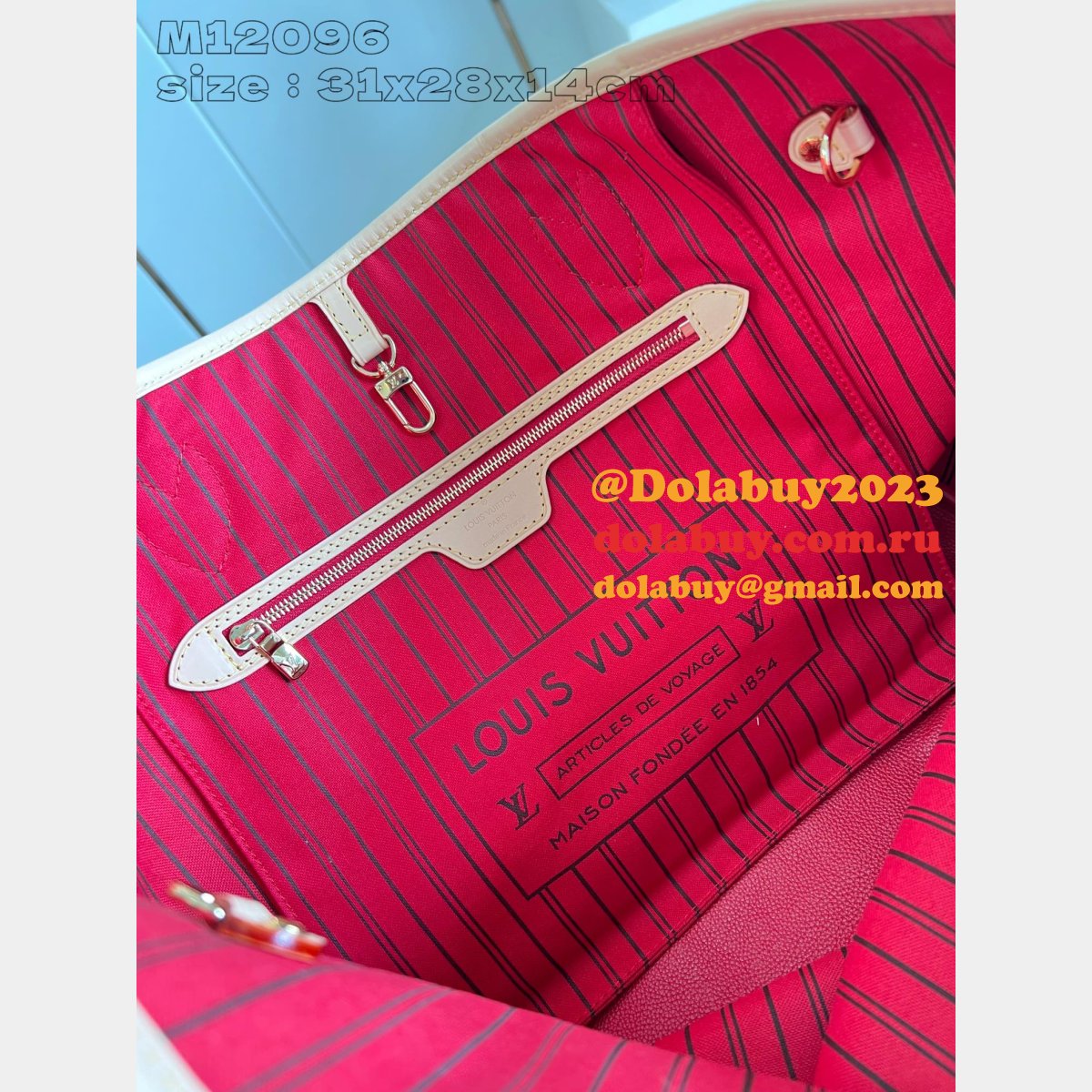 Replica Louis Vuitton Bolsa Neverfull Bandoulière Inside M12257/M12096 Bag