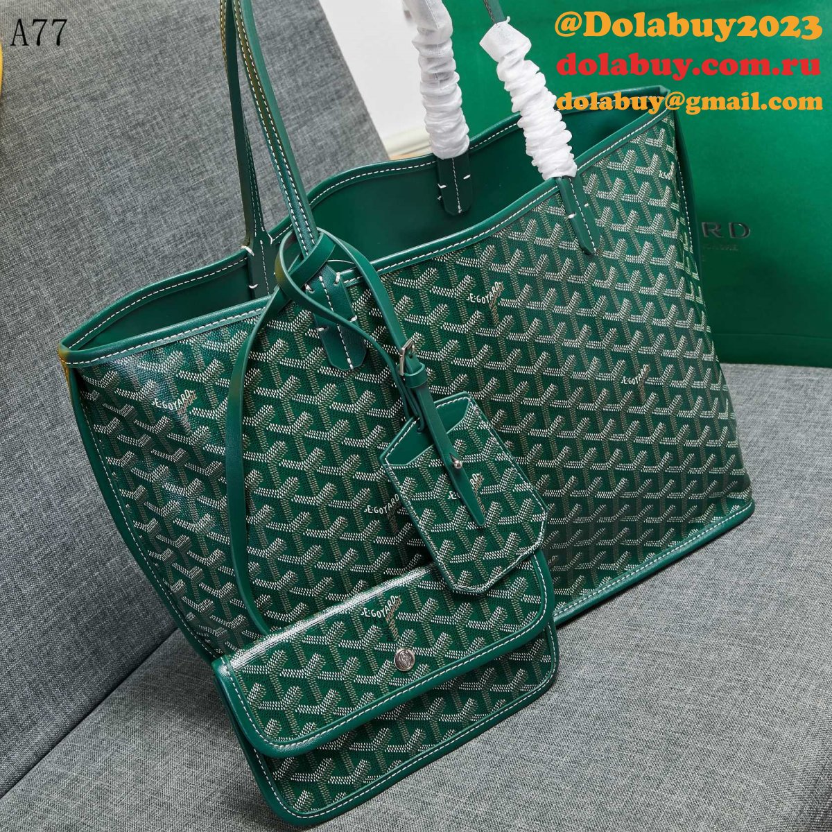 UK Goyard Classic Chevron St. Louis PM Totes Green Bags