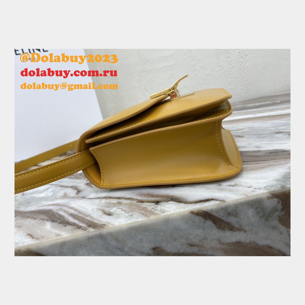 Celine Leather Teen Classic Bag in Yellow