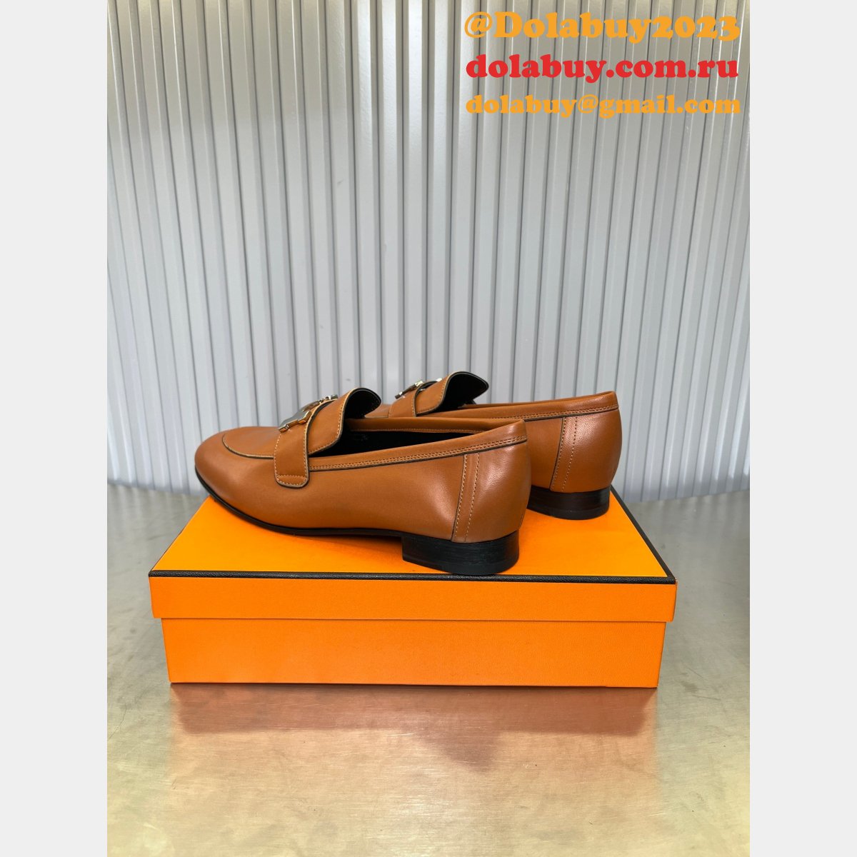 7 Star full leather loafer hermes shoes