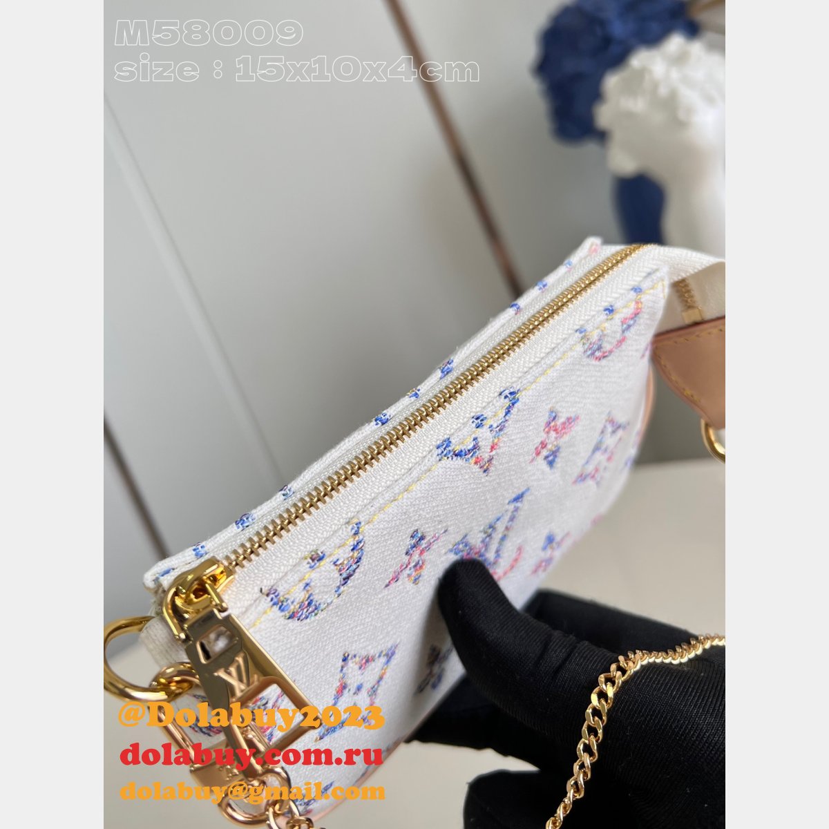Louis Vuitton Inspired M83499 Wallet Multicolor White On Pochette Chain Ivy