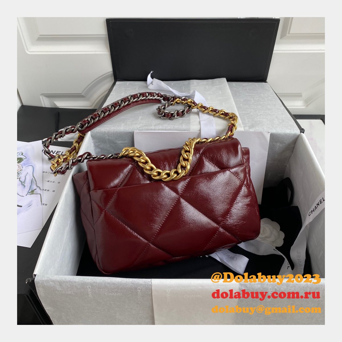 CC 7 Star 19 Large Flap AS1161 Black/Red Replicas 26CM Bag