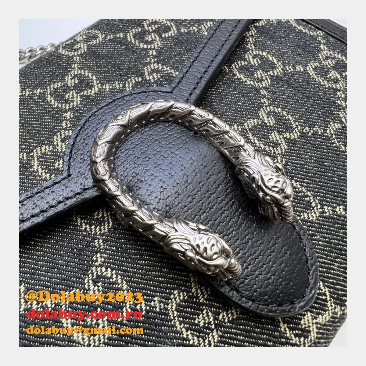 7 star G*u*i replica 401231 leather dionysus mini chain black bag