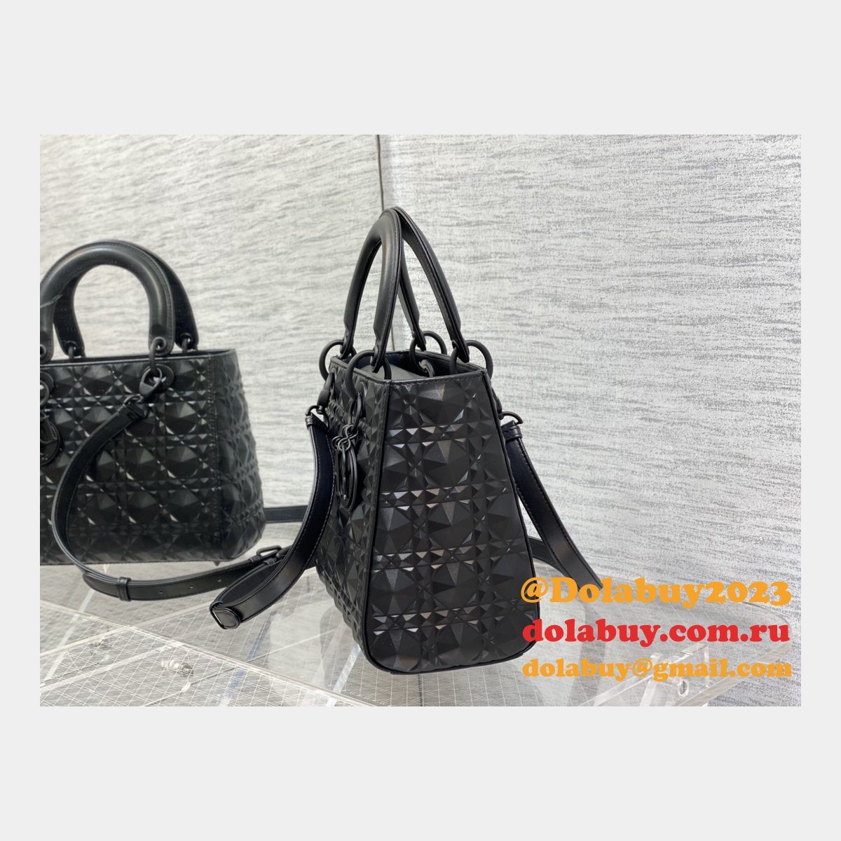 Christian Lady Dior 24cm AAA+ Replica Top Quality Black Bag