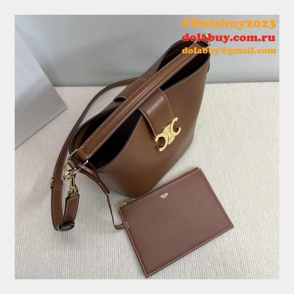 7 Star Celine Triomphe Louise Bucket Bag 116613