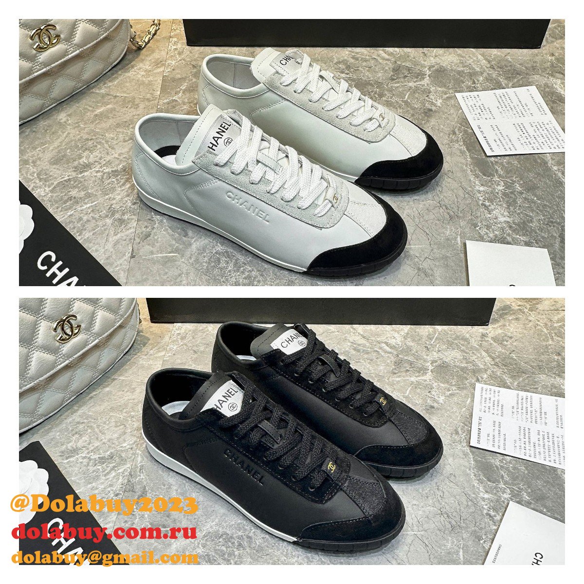 Designer chane Calf leather & calf suede sneaker 2024
