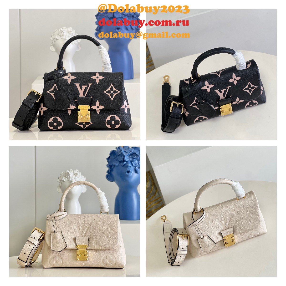 Louis Vuitton Knockoff Madeleine M46008/M45978 Bicolor Monogram Empreinte Leather Bag