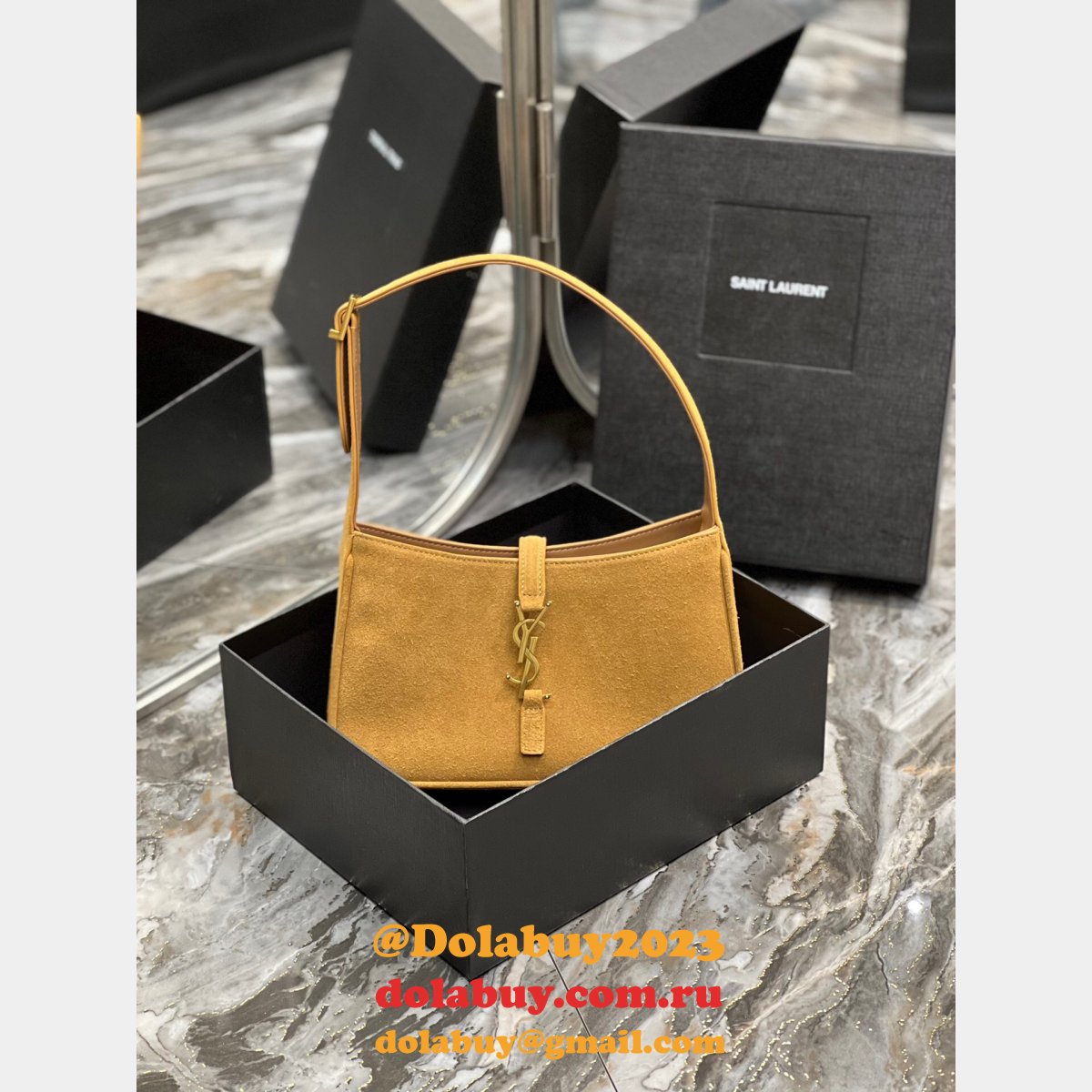 Wholesale YSL Replica Le 5 À 7 Hobo Bag In Smooth Leather SABLE