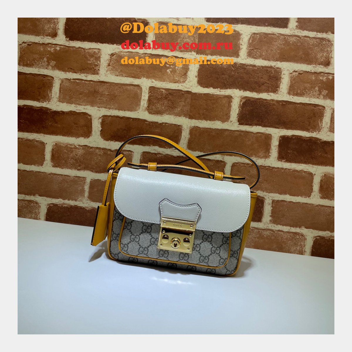 high quality G*u*i replica 658487 padlock mini bag in gg supreme canvas