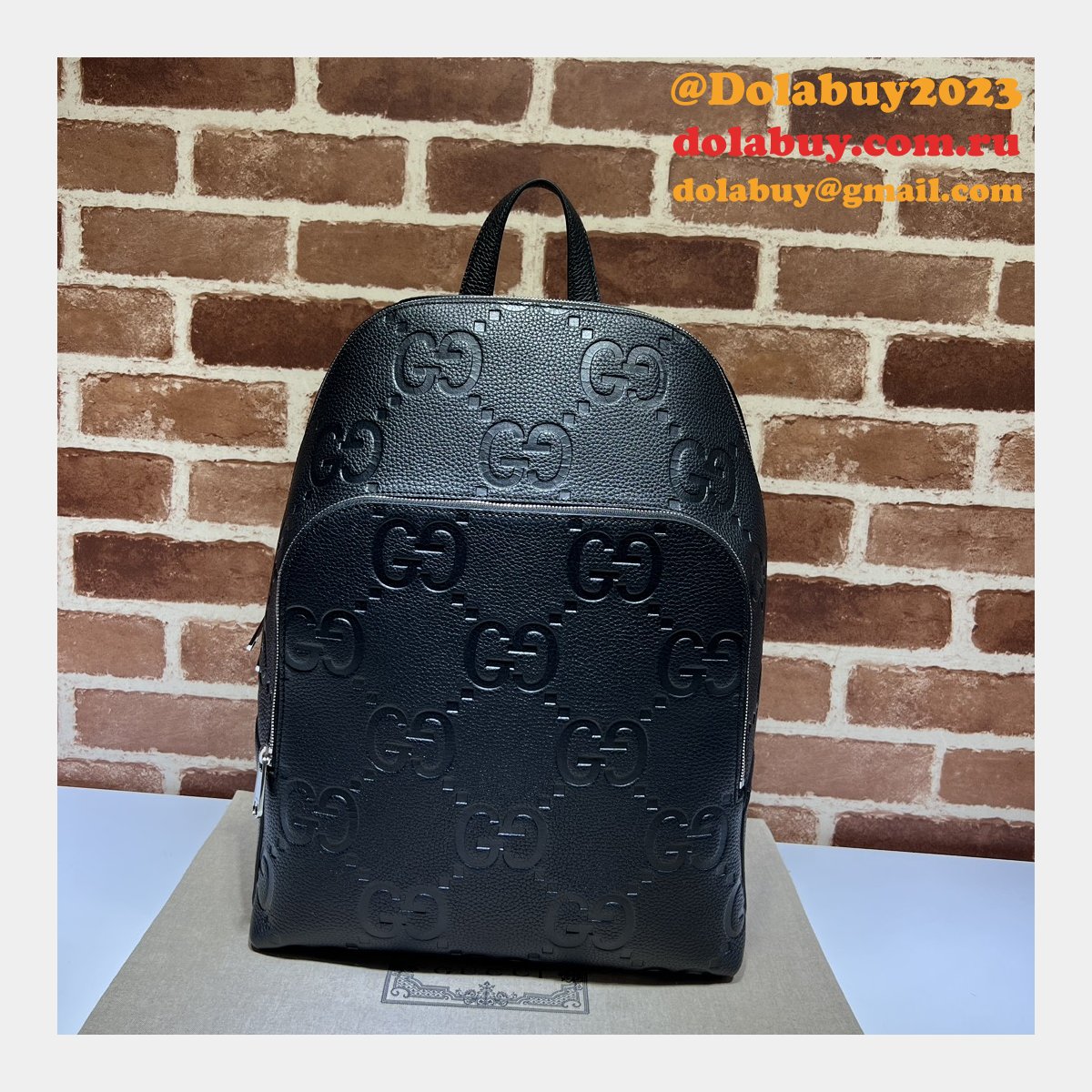 Gucci Black Inspired 766932 Jumbo GG Backpack Fake Top Quality