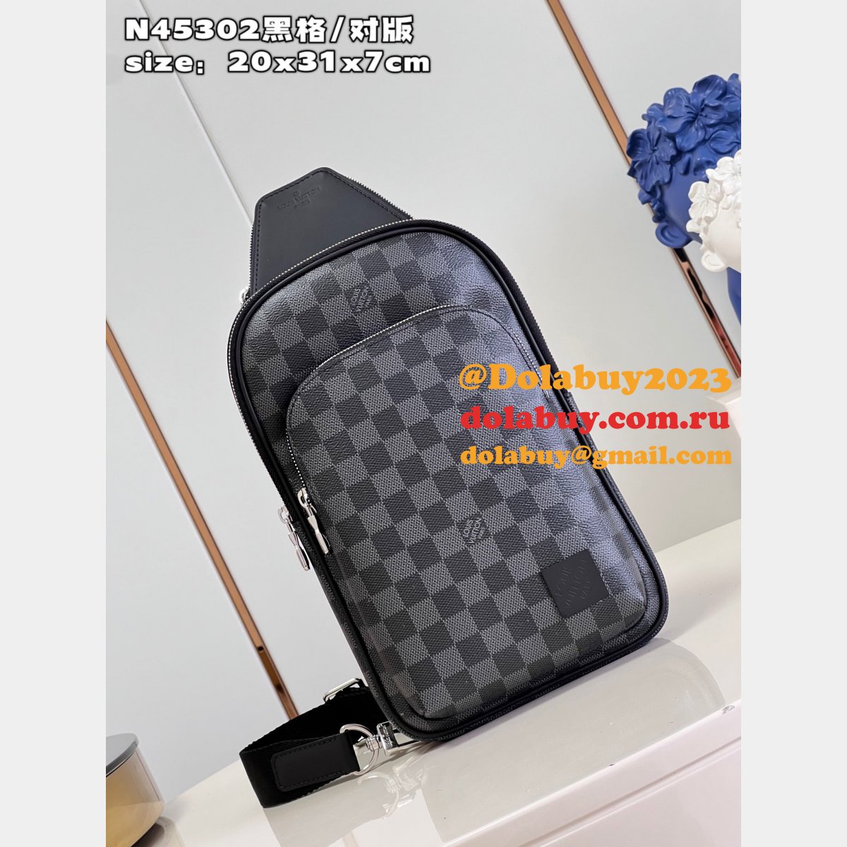 Louis Vuittons Wholesale N45302 Avenue Slingbag Damier Graphite Bag