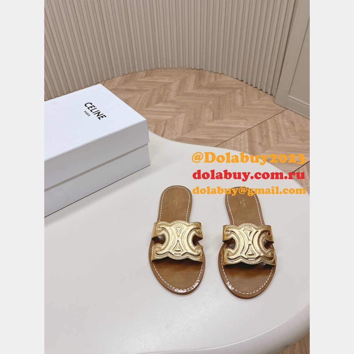 Celine Replica Paris Premium Flats Sandal Triomphe Shoes