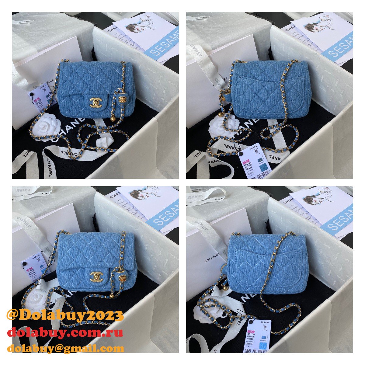 Best Replica AS1786/AS1787 light/deep Blue color Denim Handbags 2022