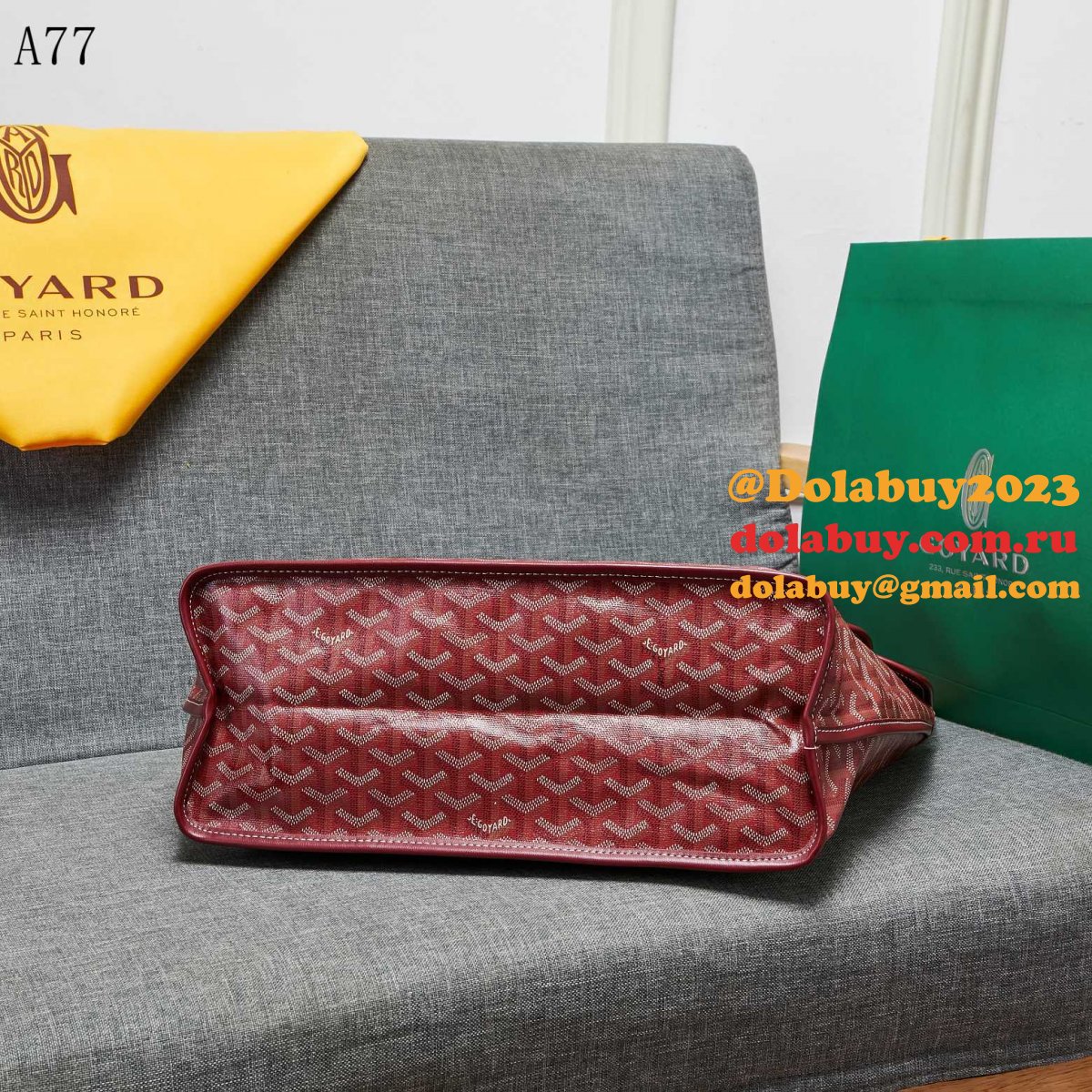 High Quality Goyard Classic Chevron St. Louis PM Totes Winer-Red Bags