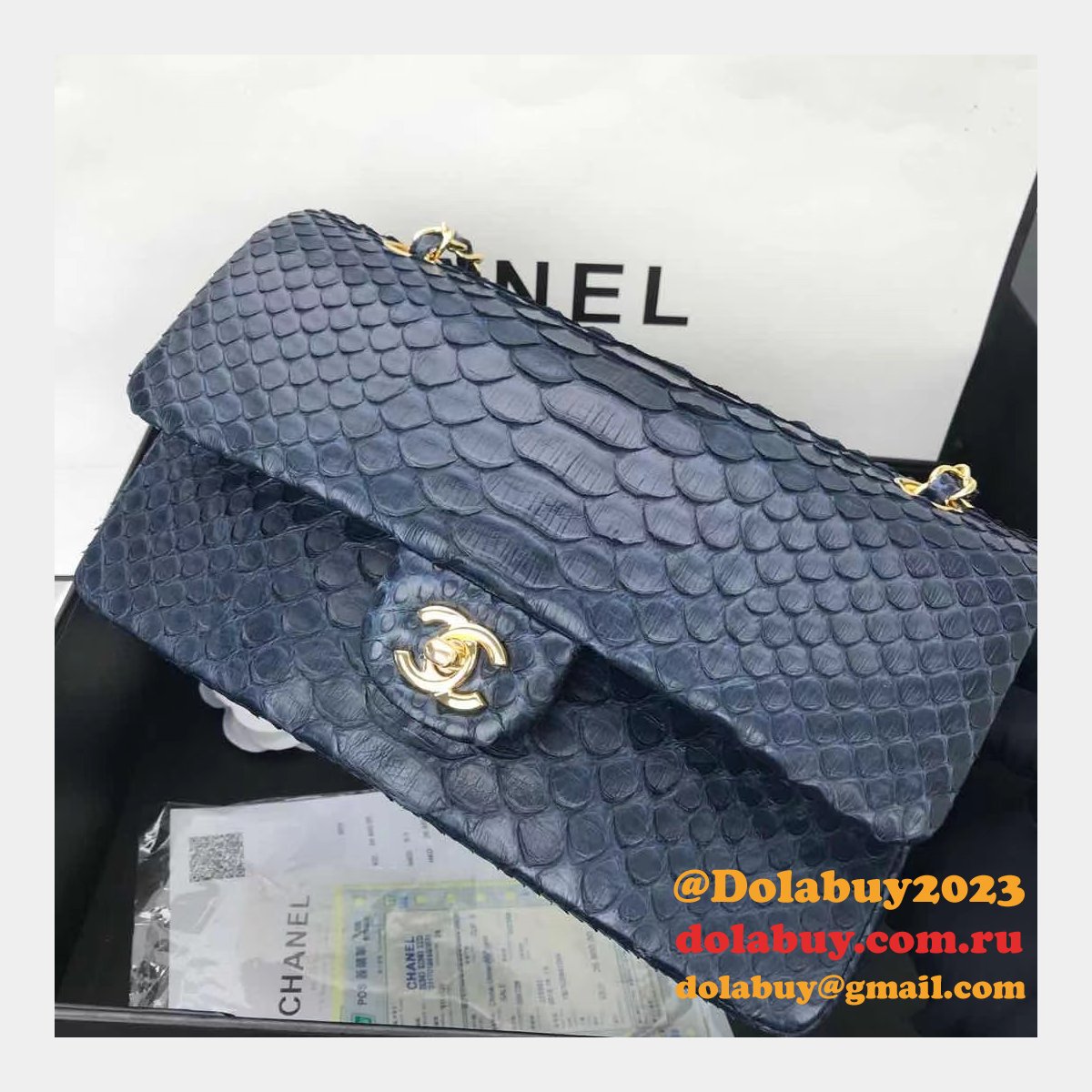 Luxury CC flap snake skin Top Quality classical handbag 25.5cm