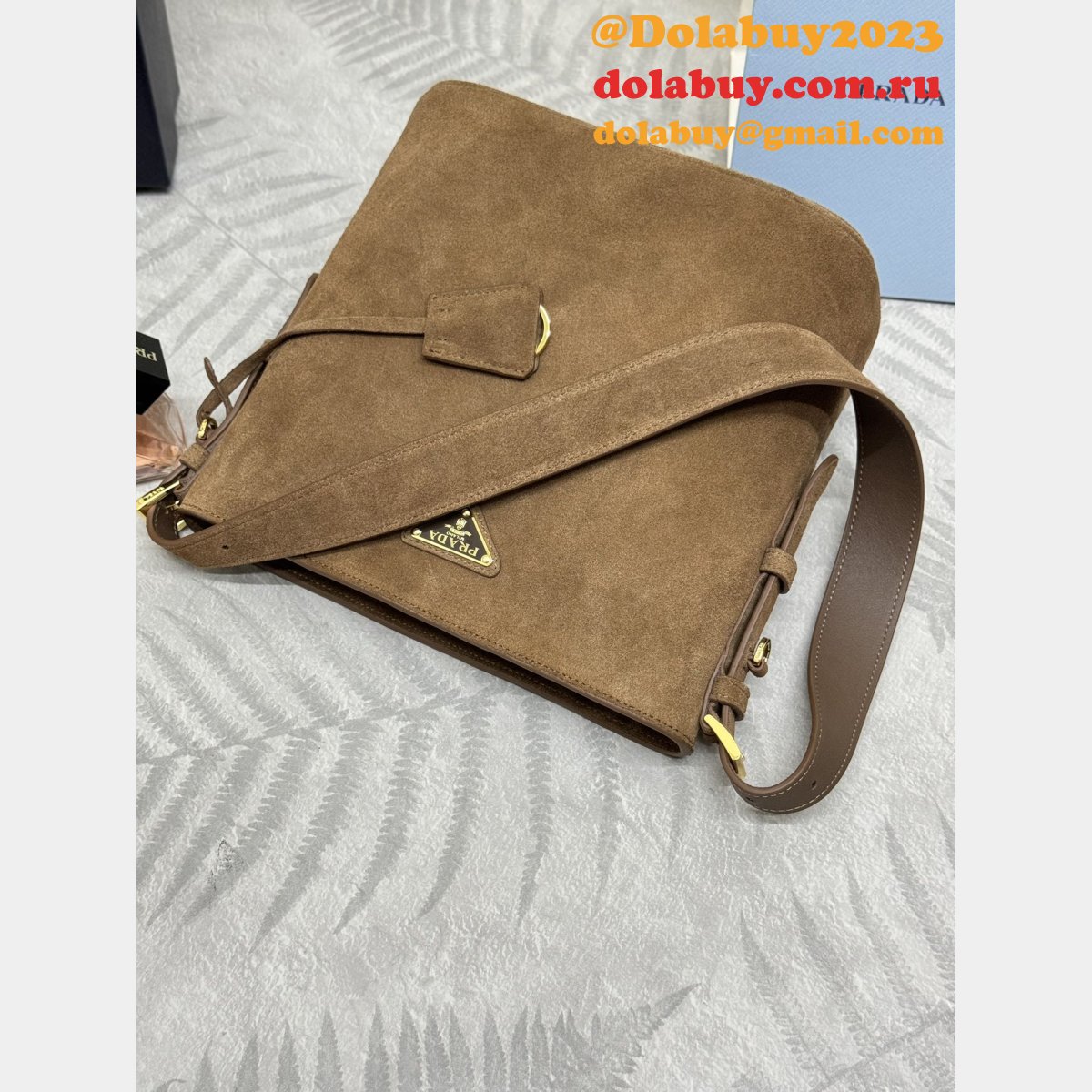 Top Quality Prada Suede Leather Mini Bucket Bag