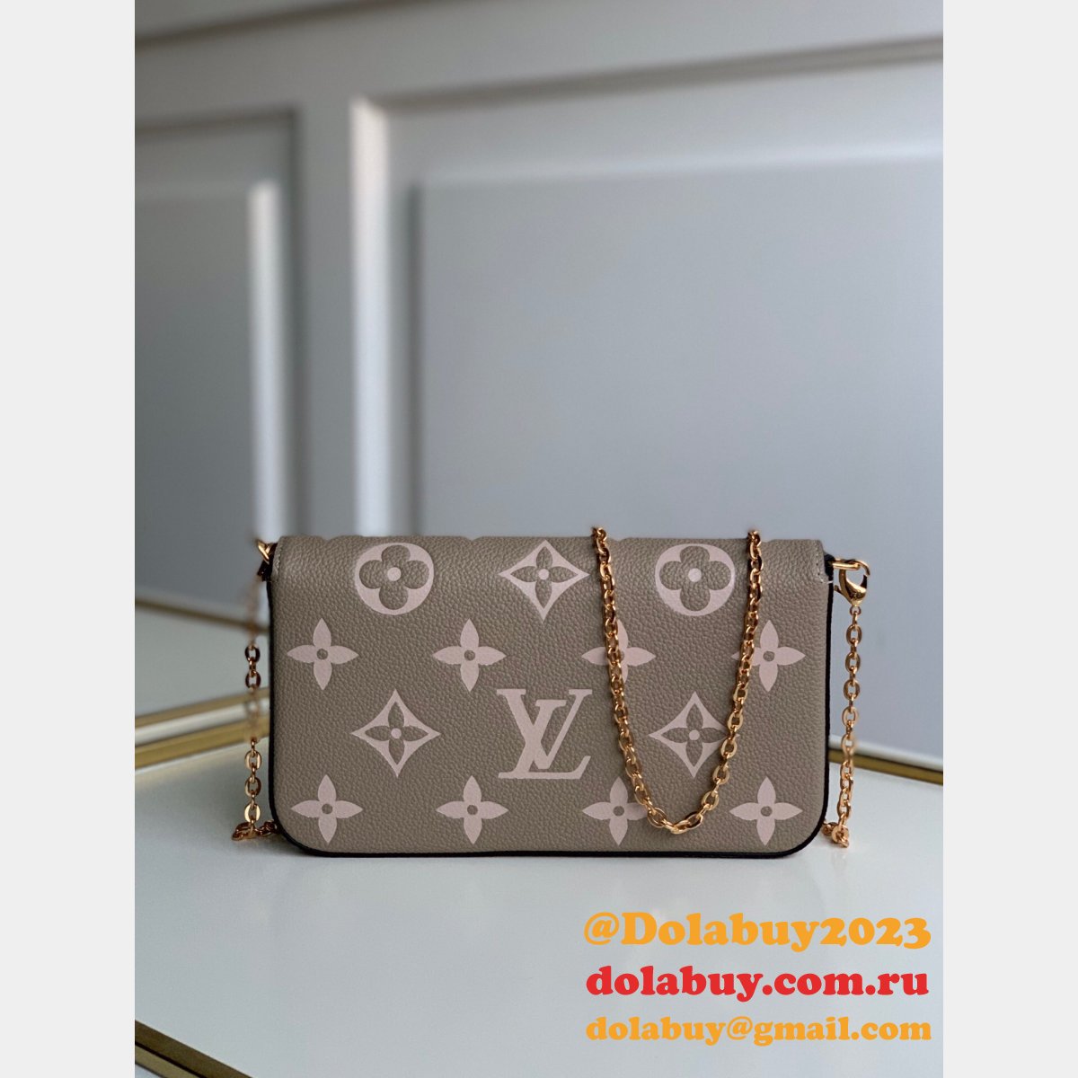 Louis Vuitton Félicie Pochette Monogram Empreinte Leather M69977 Cream Black