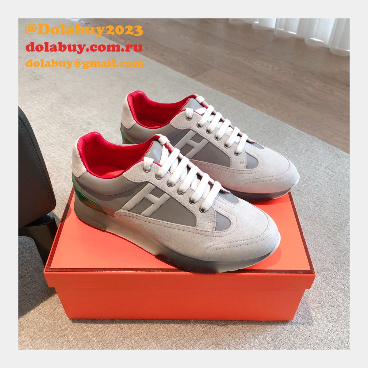 Wholesale Sneakers Leer Wit Hermes Knockoff Shoes
