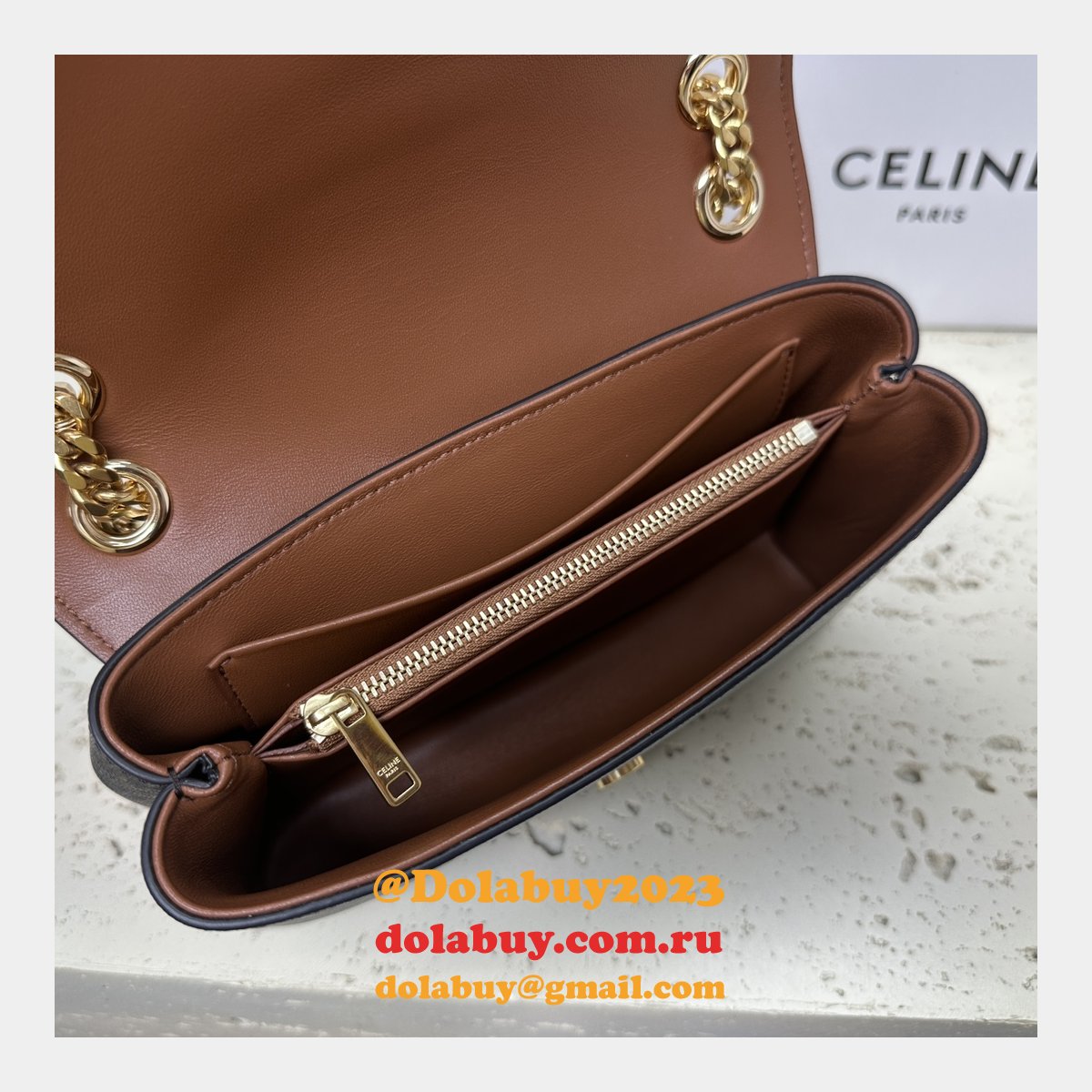 Celine Victoire Triomphe Canvas Tan 116593 Duplicate Bag