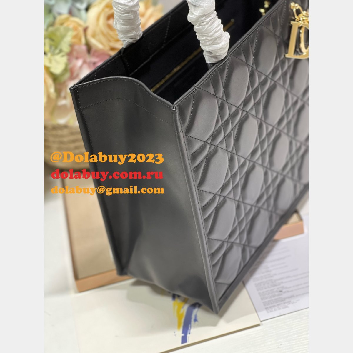 Designer dior book tote leather with strap 1286/1265