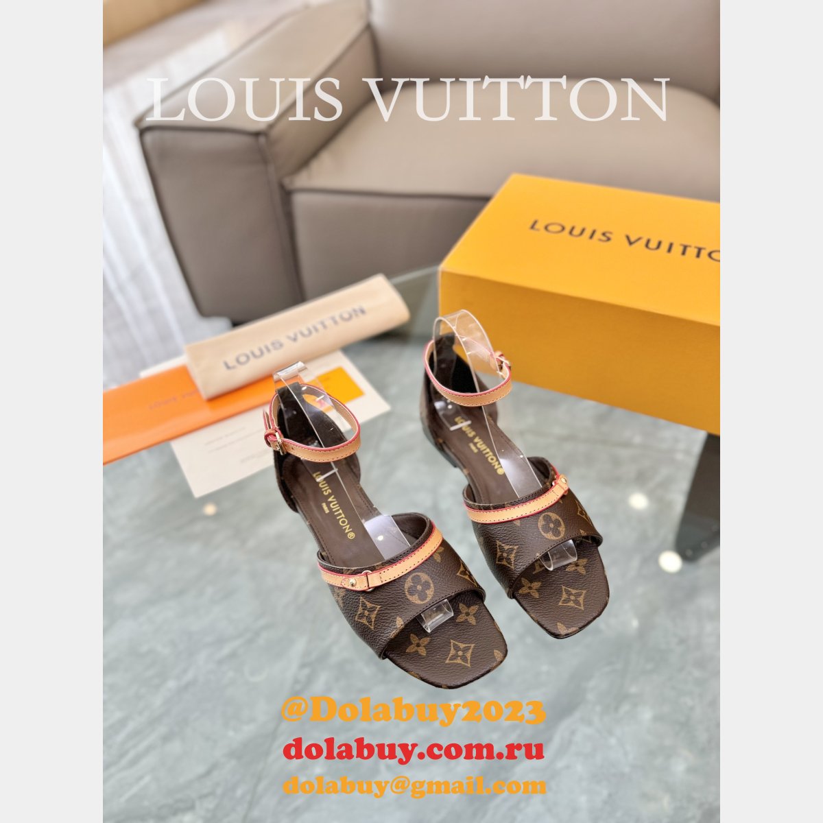 1:1 Mirror Duplicate LOUIS VUITTON Helios Flat Sandal