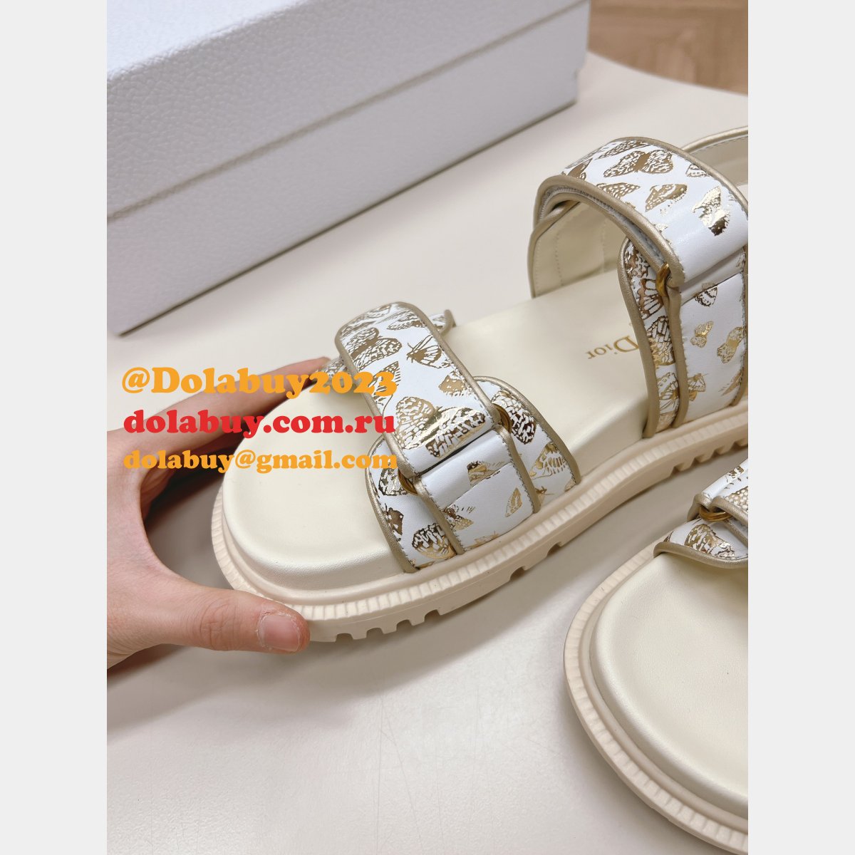 Cheap Fabric with Allover Butterfly Dioract Sandal