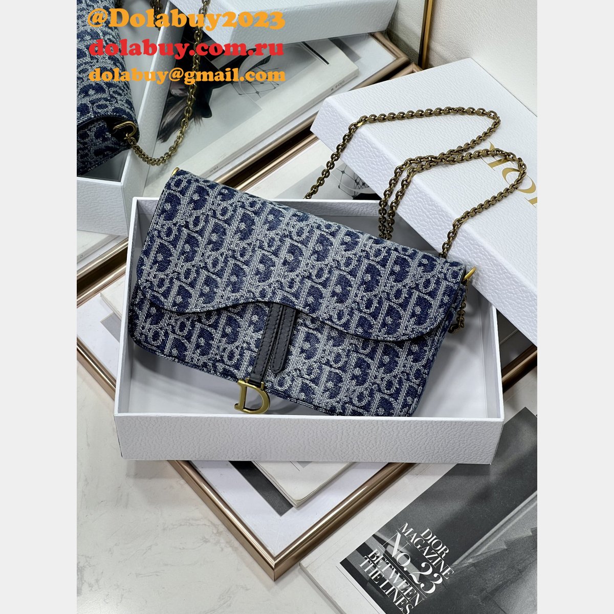 Christian Dior Shop Inspired Saddle Pouch Chain 2045 Bag