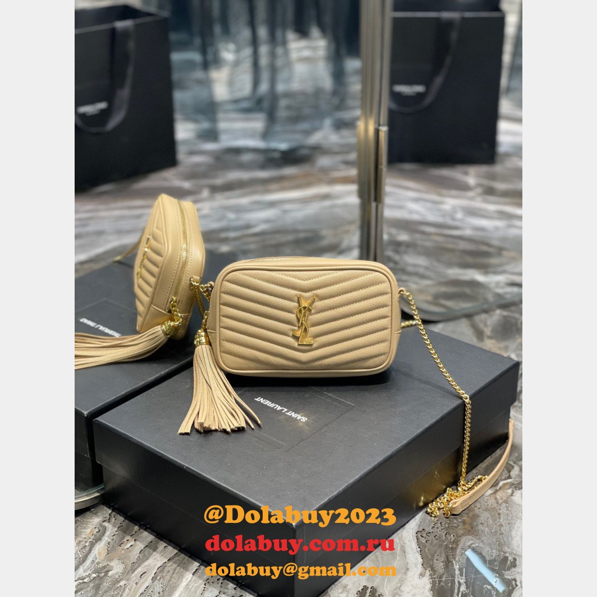 Best YSL 585040 mini Lou Quilted Leather Bag