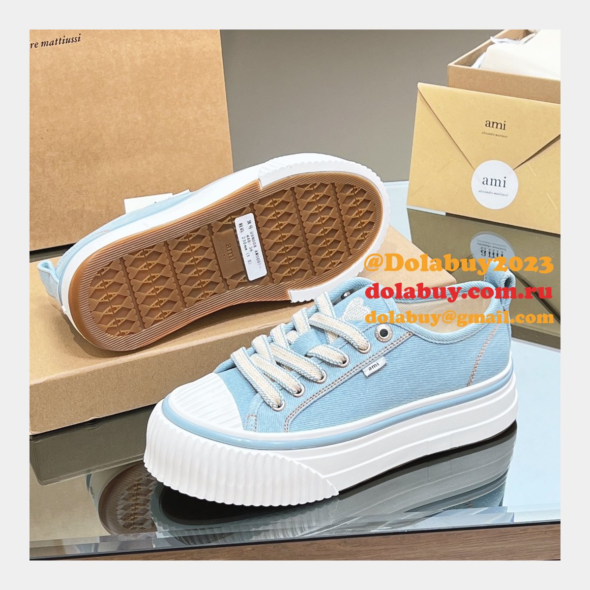 Ami Paris High Quality Platform Tpu Canvas Replica Shoes