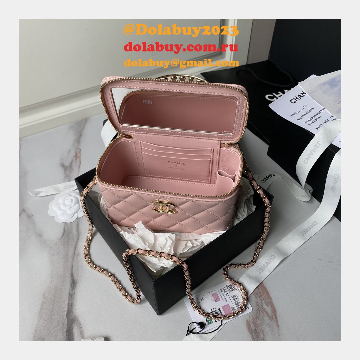Best AP3956 Vanity Shoulder 1:1 Mirror Luxury Fake Bags