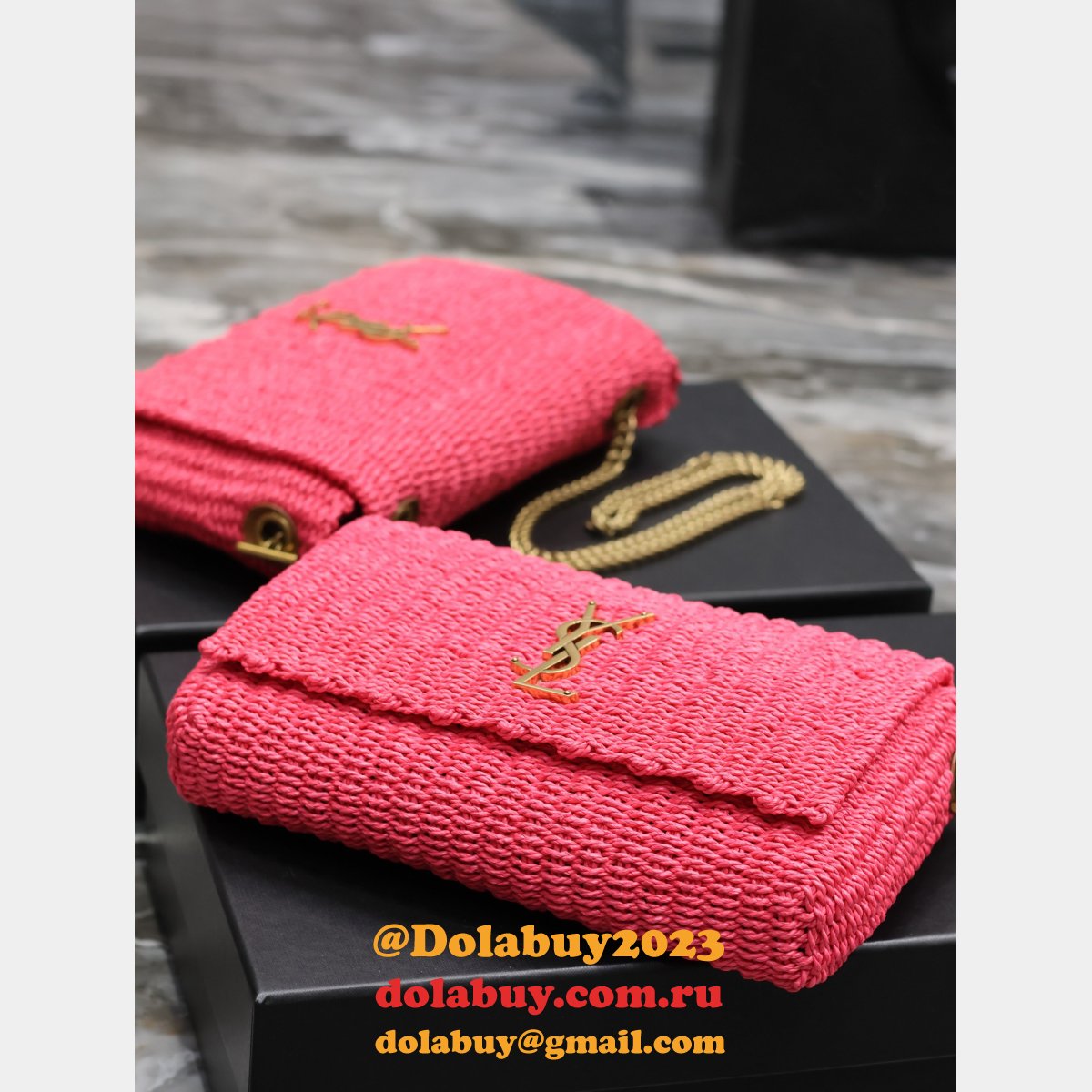 Designer Replica Saint Laurent Kate Clutch 553804 Rose Bag