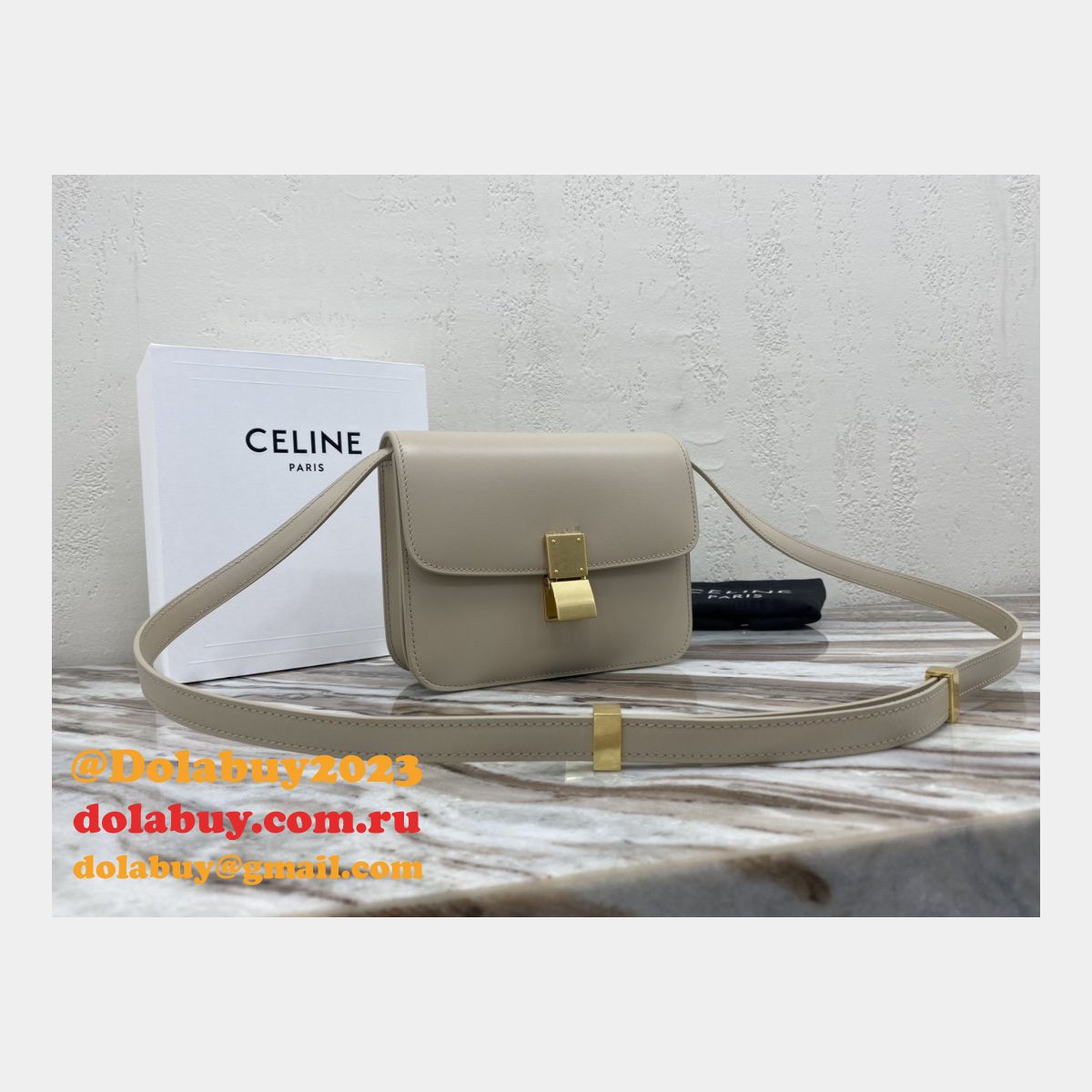 Celine Top Quality Teen Classic Box Apricot Bag