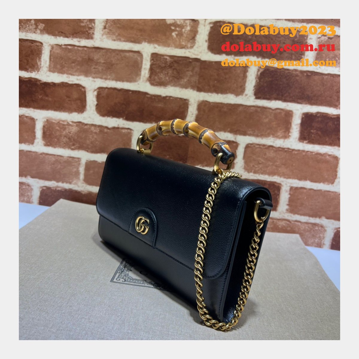 G*u*i replica 675794 diana small shoulder bag in black/brown