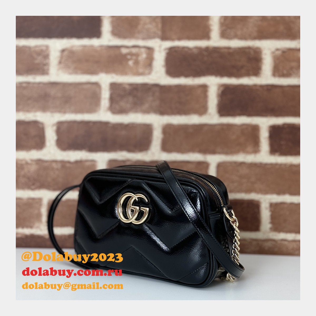 gg marmont G*u*i duplicate small shoulder 802448 black bag