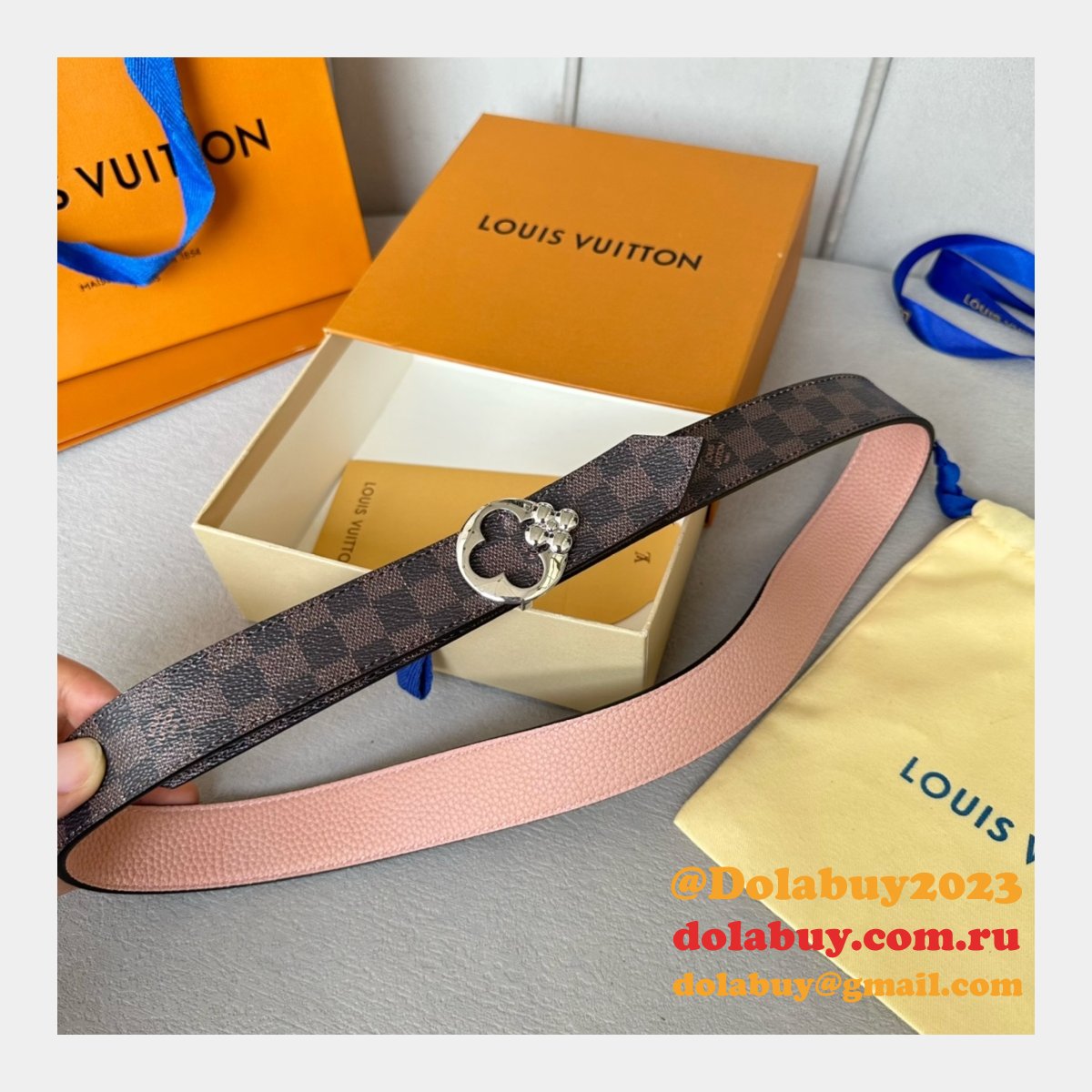 Designer LOUIS VUITTON Women Flowergram Belt 30MM