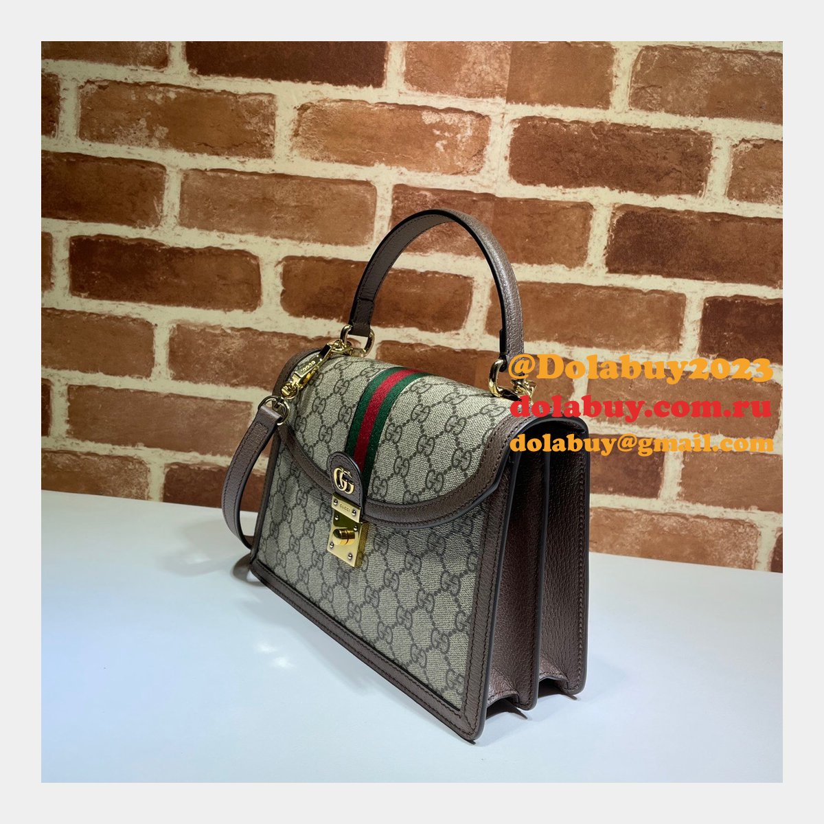 replica G*u*i ophidia 651055 gg top handle bag brown