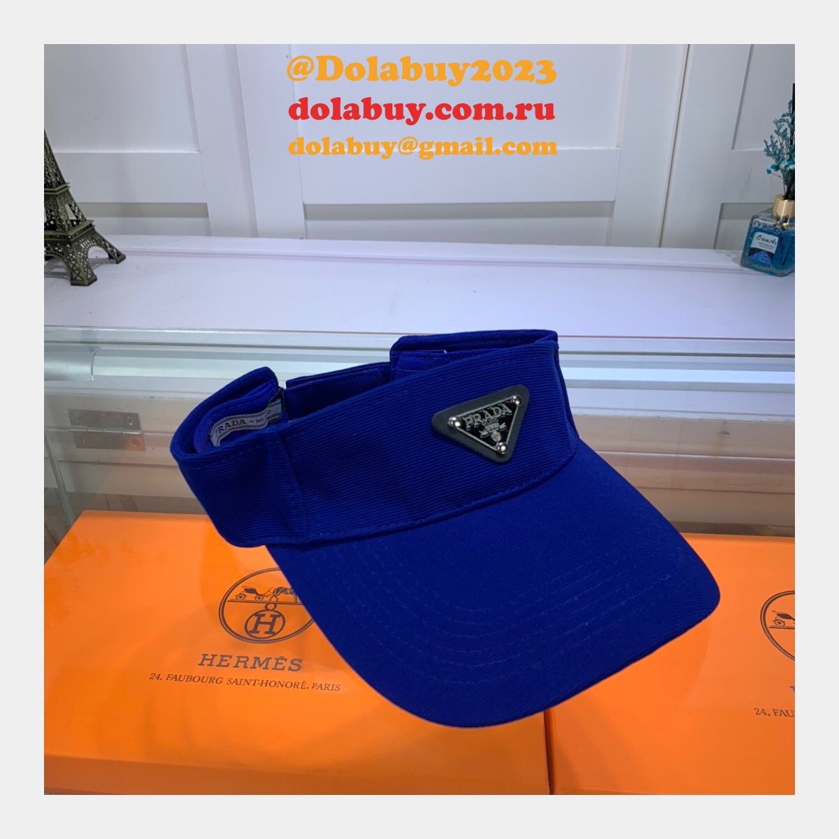 Wholesale Prada Metal triangle logo Empty top hat