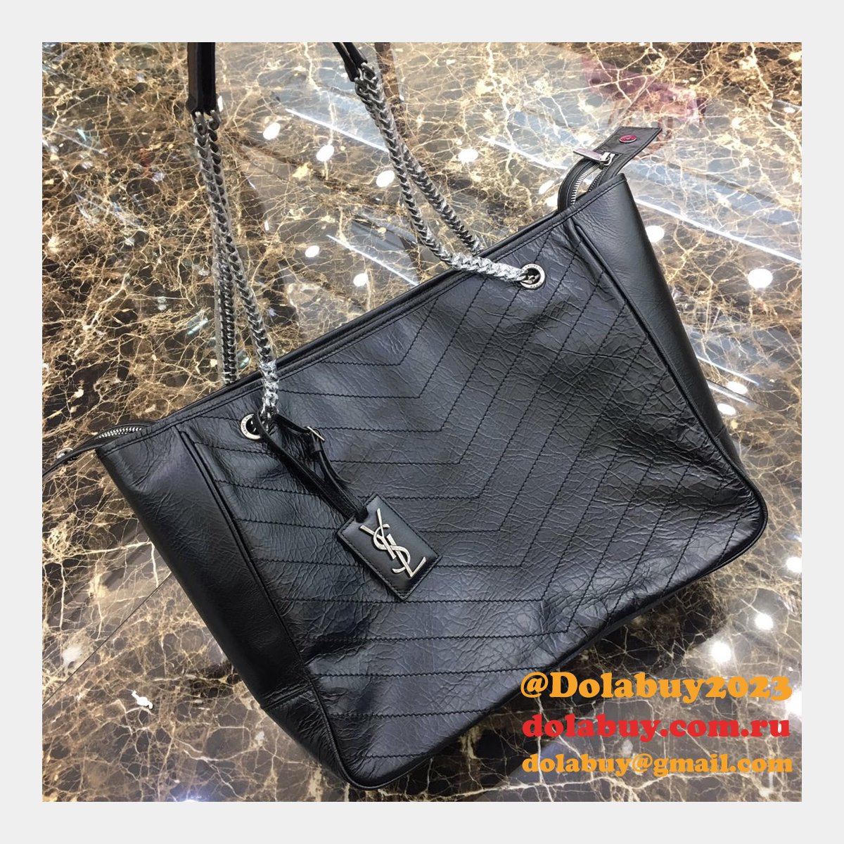 YSL 504867 Replica Saint Laurent Niki Shopping Bag Black Vintage