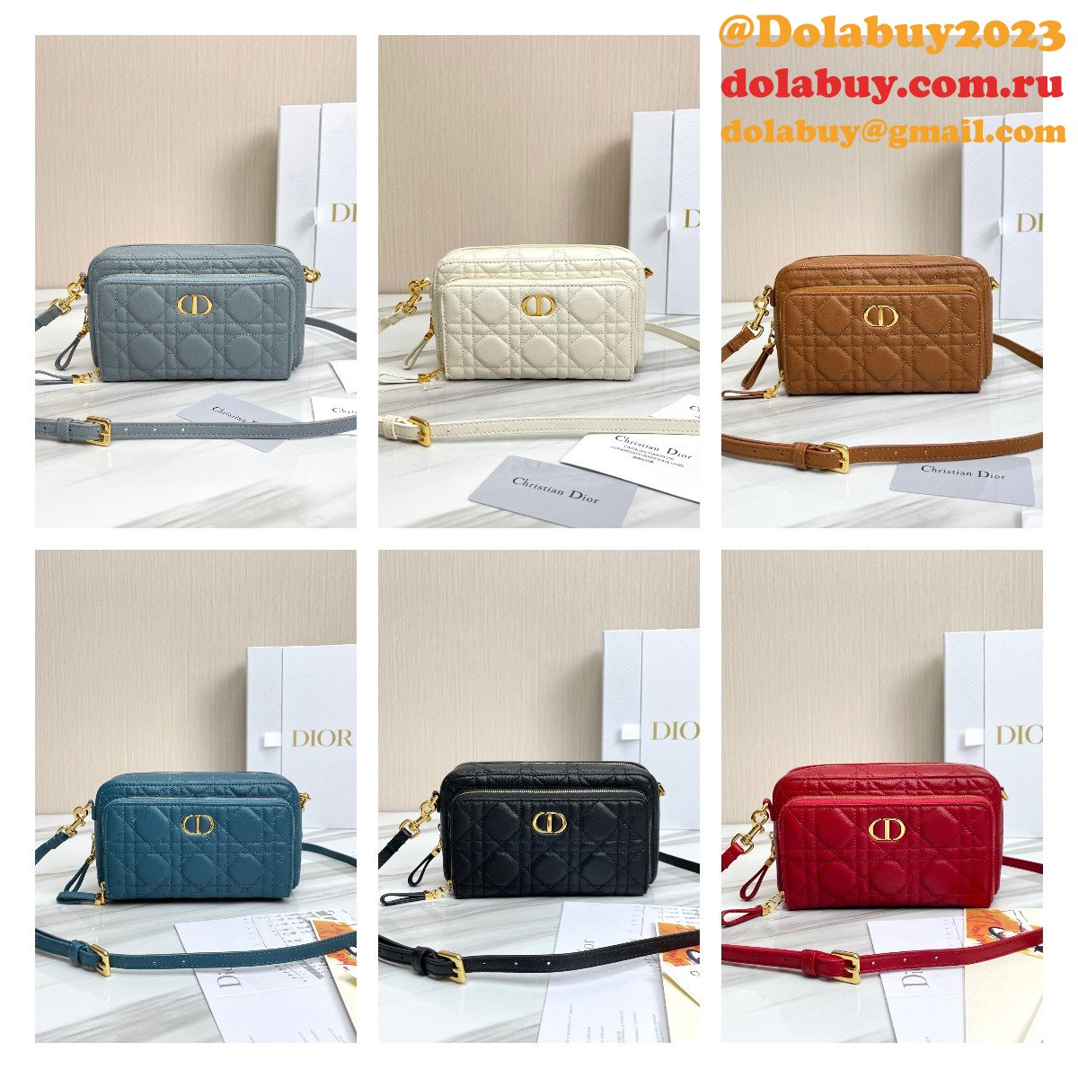 High Quality Dior Caro Bag Brown Supple Cannage Calfskin